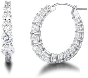 img 4 attached to 💎 Stunning FANCIME Sterling Silver Inside Out CZ Hoop Earrings - White Gold Plated, 1 Inch Diameter