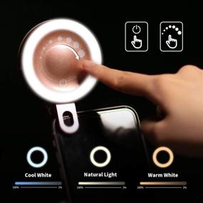 img 2 attached to 2-Pack Selfie Ring Light with 3 LED Colors, Stepless Dimming and Rotatable Makeup Mirror - White and Champagne Clip-on Fill Rechargeable Light for Smartphones, Tablets, Cameras, Makeup