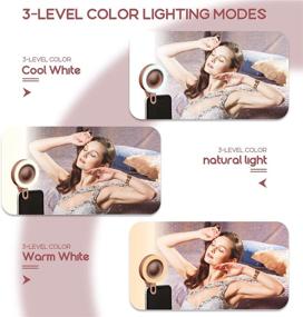 img 1 attached to 2-Pack Selfie Ring Light with 3 LED Colors, Stepless Dimming and Rotatable Makeup Mirror - White and Champagne Clip-on Fill Rechargeable Light for Smartphones, Tablets, Cameras, Makeup