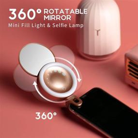 img 3 attached to 2-Pack Selfie Ring Light with 3 LED Colors, Stepless Dimming and Rotatable Makeup Mirror - White and Champagne Clip-on Fill Rechargeable Light for Smartphones, Tablets, Cameras, Makeup