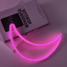 img 3 attached to MYGOTO Pink Moon USB Charging/Battery LED Neon Decorative Lights - Moon Neon Sign Shaped Decor Light for Christmas, Birthday Party, Kids Room, Living Room, Wedding Party Decor