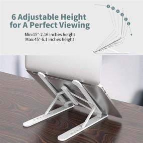 img 1 attached to 📚 Versatile and Adjustable Laptop Stand: Foldable Holder for Desk with Cooling Ventilation, Compatible with MacBook, iPad, HP, Lenovo, and more (10-15.6 inch)