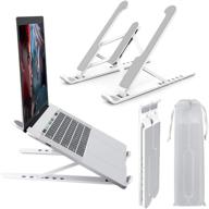 📚 versatile and adjustable laptop stand: foldable holder for desk with cooling ventilation, compatible with macbook, ipad, hp, lenovo, and more (10-15.6 inch) logo