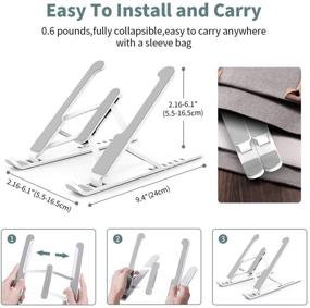 img 2 attached to 📚 Versatile and Adjustable Laptop Stand: Foldable Holder for Desk with Cooling Ventilation, Compatible with MacBook, iPad, HP, Lenovo, and more (10-15.6 inch)