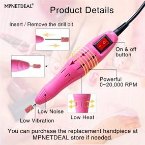 img 1 attached to 💅 Electric Nail Drill Mpnetdeal: Complete Nail Drill Machine Kit for Acrylic Nails and Gel Polish - Glazing Nail Drill Grinder, File, and Polisher Sets - Professional Manicure & Pedicure (Pink)