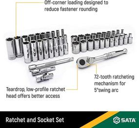 img 3 attached to SATA 43-piece Ratchet Accessories Set for Standard Applications