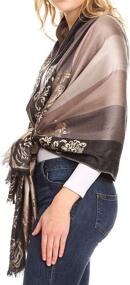 img 2 attached to 🧣 Sakkas Damari Women's Silky Soft Reversible Border Woven Pashmina Scarf Shawl Wrap - Luxurious Fashion Accessory for Women