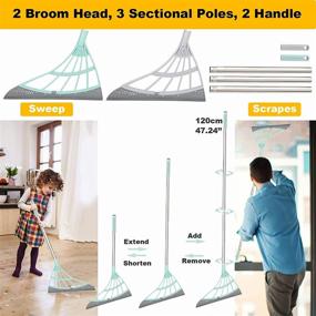 img 3 attached to 🧹 2 Pack Multifunction Magic Broom: Indoor Silicone Sweeper, Floor Squeegee, and Pet Hair Sweeping Brush in GN+GY