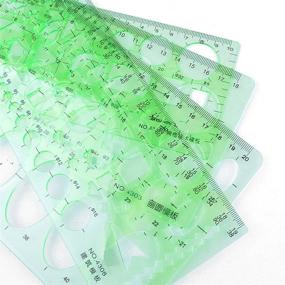 img 2 attached to 📐 BronaGrand 4pcs Clear Green Measuring Templates: Perfect Stencils for Drawing, Drafting and Building Work in Office and School