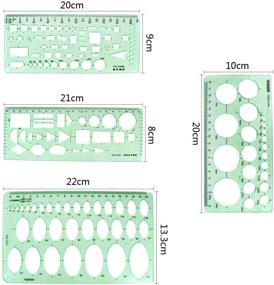 img 3 attached to 📐 BronaGrand 4pcs Clear Green Measuring Templates: Perfect Stencils for Drawing, Drafting and Building Work in Office and School