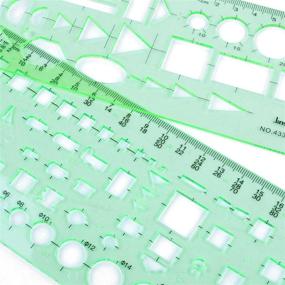 img 1 attached to 📐 BronaGrand 4pcs Clear Green Measuring Templates: Perfect Stencils for Drawing, Drafting and Building Work in Office and School