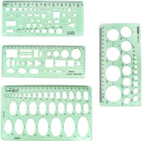 img 4 attached to 📐 BronaGrand 4pcs Clear Green Measuring Templates: Perfect Stencils for Drawing, Drafting and Building Work in Office and School