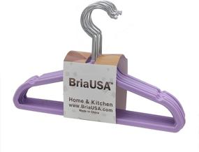 img 2 attached to 🪖 Space-Saving BriaUSA Kids Baby Clothes Hangers: Ultra Slim & Sturdy Purple Steel Hooks – Set of 10