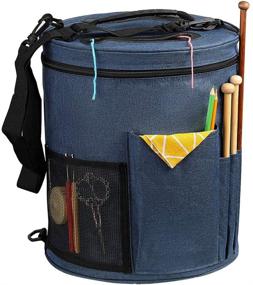 img 4 attached to 🧶 SumDirect Knitting Bag: Portable Yarn Organizer Tote for Projects, Needles, Hooks, Manuals, and More (Blue) - All-in-One Storage Solution