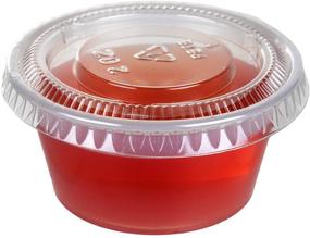 img 2 attached to 🍽️ TashiBox 200 Pack of 2-Ounce Clear Disposable Plastic Jello Shot Cups with Lids for Souffle & Portion Containers - 200 Sets, 2 oz