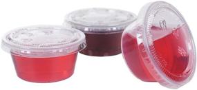 img 1 attached to 🍽️ TashiBox 200 Pack of 2-Ounce Clear Disposable Plastic Jello Shot Cups with Lids for Souffle & Portion Containers - 200 Sets, 2 oz