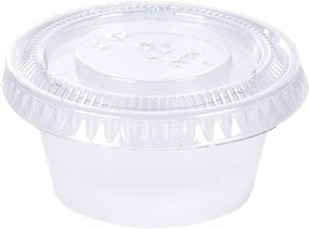 img 3 attached to 🍽️ TashiBox 200 Pack of 2-Ounce Clear Disposable Plastic Jello Shot Cups with Lids for Souffle & Portion Containers - 200 Sets, 2 oz