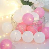 🎀 alunme 10 led warm light cotton ball string lights: pink ball fairy lights for indoor home decor - battery powered logo