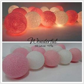 img 2 attached to 🎀 ALUNME 10 LED Warm Light Cotton Ball String Lights: Pink Ball Fairy Lights for Indoor Home Decor - Battery Powered