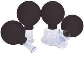 img 4 attached to 🔅 Black Glass Facial Cupping Set - Silicone Vacuum Suction Massage Cups for Anti Cellulite Lymphatic Therapy on Eyes, Face and Body (4 Pieces)