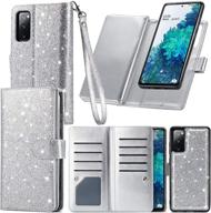 varikke samsung s20 fe case wallet: 9 card holders, detachable magnetic cover, kickstand & lanyard strap, silver logo