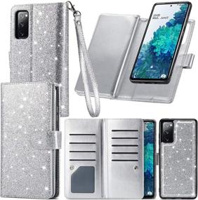 img 4 attached to Varikke Samsung S20 FE Case Wallet: 9 Card Holders, Detachable Magnetic Cover, Kickstand & Lanyard Strap, Silver