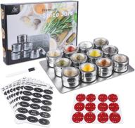 🌶️ organize your spices with style: premium magnetic spice rack wall mount – stainless steel organizer with 12 high-strength magnetic spice jars & labels логотип