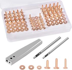 img 4 attached to 🛠️ JUNESunShine 84Pcs Copper Rivets and Burrs + 9 & #12 Burrs Setter + Leather Rivets Fastener Install Setting Tool + 4mm Leather Hole Punch Cutter – Ideal for Belts, Wallets, Collars & Leatherworking Supplies