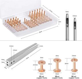 img 3 attached to 🛠️ JUNESunShine 84Pcs Copper Rivets and Burrs + 9 & #12 Burrs Setter + Leather Rivets Fastener Install Setting Tool + 4mm Leather Hole Punch Cutter – Ideal for Belts, Wallets, Collars & Leatherworking Supplies