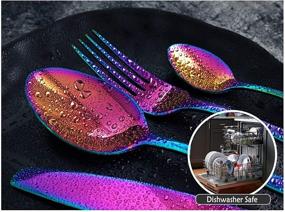 img 1 attached to Colorful Stainless Silverware Tableware Dinnerware