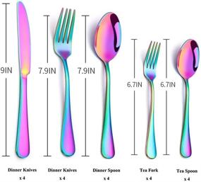 img 3 attached to Colorful Stainless Silverware Tableware Dinnerware