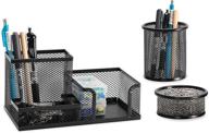 🗄️ mesh wire desk organizer set - 3 compartments + pen holder + storage box in black metal логотип