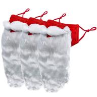 🎅 beard santa christmas face mask costume: red xmas navidad gift for men & women - designer cloth, breathable & reusable with adjustable nose wire - cubre bocas comfortable fabric logo