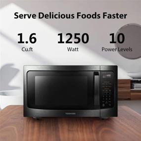 img 3 attached to 🍽️ Toshiba 1.6 cu.ft Black Stainless Steel Microwave Oven with LCD Display, Smart Sensor, and Inverter Technology