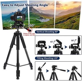 img 1 attached to 📷 67” Lightweight Aluminum Camera Tripod Stand with Remote & Phone Mount for DSLR/SLR - Compatible with Canon Nikon, Portable Bag Included