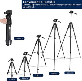 img 2 attached to 📷 67” Lightweight Aluminum Camera Tripod Stand with Remote & Phone Mount for DSLR/SLR - Compatible with Canon Nikon, Portable Bag Included