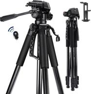 📷 67” lightweight aluminum camera tripod stand with remote & phone mount for dslr/slr - compatible with canon nikon, portable bag included logo