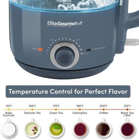 img 1 attached to Elite Gourmet EKT1220DB Electric BPA-Free Glass Kettle | Temperature Dial Keep Warm | Cordless 360° Base | LED Interior | Auto Shut-Off Function | Quick Boil | 1.2L | Slate Blue