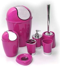 img 2 attached to 💕 Evideco 6518150 Pink Round Bath Floor Trash Can Waste Bin - Small Size - Stylish and Convenient