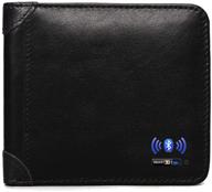 smart lb smart anti-lost wallet with alarm and bluetooth, position record 👛 (via phone gps) - cowhide leather vintage retro style purse in black (horizontal) logo