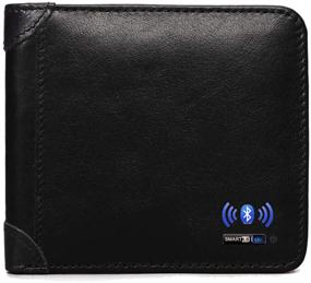 img 4 attached to Smart LB Smart Anti-Lost Wallet with Alarm and Bluetooth, Position Record 👛 (via Phone GPS) - Cowhide Leather Vintage Retro Style Purse in Black (Horizontal)