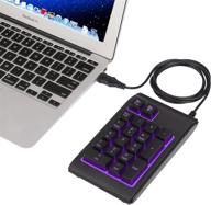 🔢 hde usb numeric keypad with adjustable led backlight, water resistant mini 18 key number pad - color changing backlit keys usb wired numpad for windows pc laptop computer macbook" - optimized product title: "hde usb numeric keypad with adjustable led backlight | water resistant mini 18 key number pad - color changing backlit keys | usb wired numpad for windows pc, laptop, computer & macbook logo