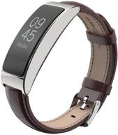 📿 mijobs fitbit inspire hr/ inspire 1 strap - premium stainless steel leather metal replacement band for women and men logo