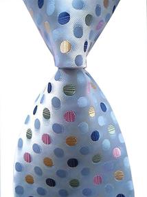 img 1 attached to 🎀 Elfeves Silk Tie, Blue Green Polka Dot Jacquard Woven Classic Necktie for Formal Attire