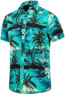 👕 men's euow hawaiian shirt sleeves: vibrant prints with button closure logo