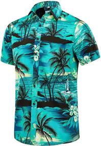 img 4 attached to 👕 Men's EUOW Hawaiian Shirt Sleeves: Vibrant Prints with Button Closure