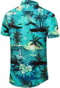 img 2 attached to 👕 Men's EUOW Hawaiian Shirt Sleeves: Vibrant Prints with Button Closure