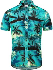 img 3 attached to 👕 Men's EUOW Hawaiian Shirt Sleeves: Vibrant Prints with Button Closure