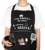 👩 briteree funny aprons with handy hand-wiping towels - the perfect gift for mom, wife, or her - ideal for mother's day or birthday - queen of the kitchen apron with 3 pockets logo