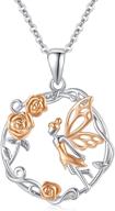 🧚 waysles fairy necklace: exquisite 925 sterling silver fairy girl rose pendant necklace for women, teens & girls - sparkling flower angel jewelry gift logo